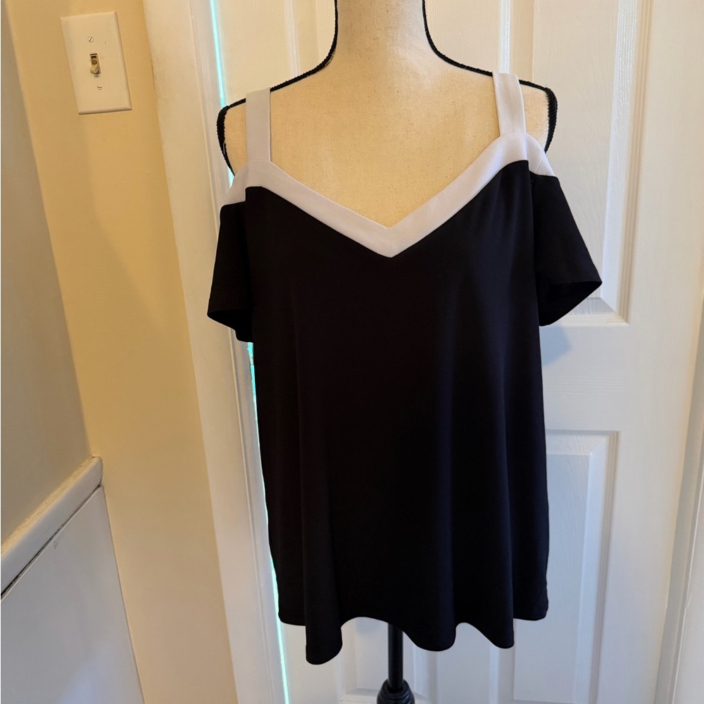 INC International Concepts Black Top with White Trim
